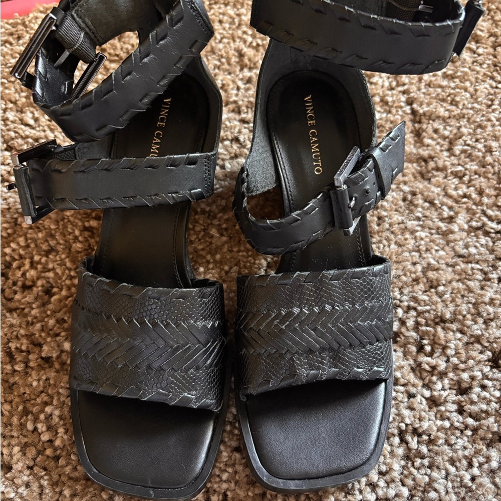 Vince Camuto Black Ankle Strap Women's Heels